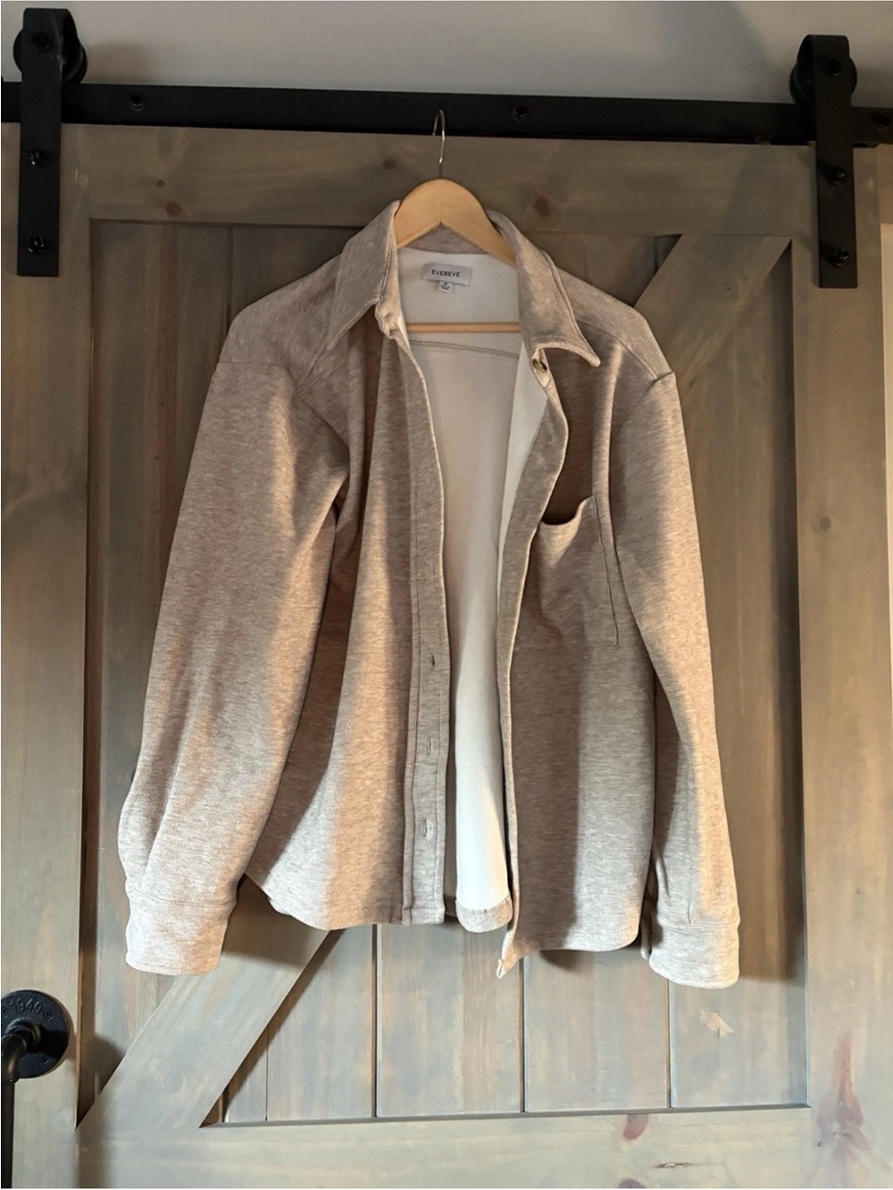 Evereve Women's Tan Fleece Shacket - Cozy Overshirt Jacket